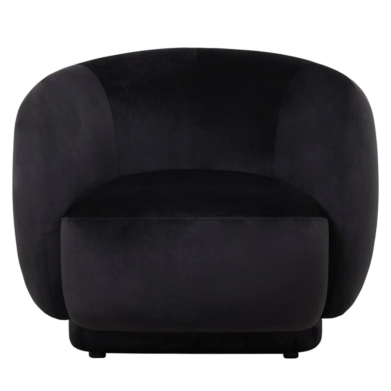 Accent Chair Upholstered in Velvet Single-Seater Sofa Armchair in Black
