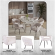 Dining Chair in Velvet with Open Curved Backrest Iron Base in Beige