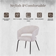 Dining Chair in Velvet with Open Curved Backrest Iron Base in Beige