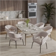 Dining Chair in Velvet with Open Curved Backrest Iron Base in Beige