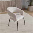 Dining Chair in Velvet with Open Curved Backrest Iron Base in Beige