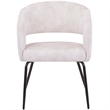 Dining Chair in Velvet with Open Curved Backrest Iron Base in Beige