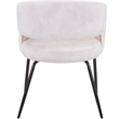Dining Chair in Velvet with Open Curved Backrest Iron Base in Beige