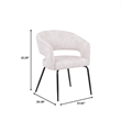 Dining Chair in Velvet with Open Curved Backrest Iron Base in Beige
