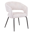 Dining Chair in Velvet with Open Curved Backrest Iron Base in Beige