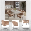 Dining Chair in Velvet with Open Curved Backrest Iron Base in Light Brown