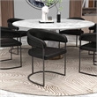 Aero Leather Upholstered Dining Chair with Powder-Coated Iron Frame in Charcoal