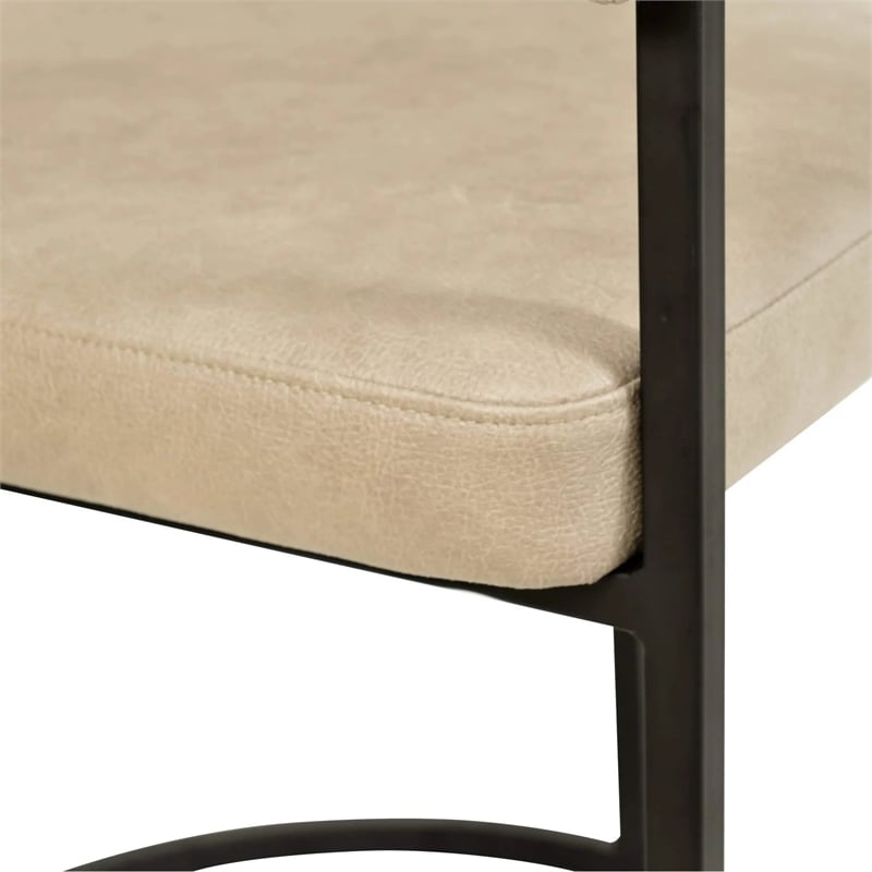 Aero Leather Upholstered Dining Chair with Powder-Coated Iron Frame in Oatmeal