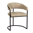 Aero Leather Upholstered Dining Chair with Powder-Coated Iron Frame in Oatmeal