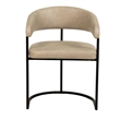 Aero Leather Upholstered Dining Chair with Powder-Coated Iron Frame in Oatmeal