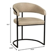 Aero Leather Upholstered Dining Chair with Powder-Coated Iron Frame in Oatmeal