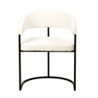 Aero Fabric Upholstered Dining Chair with Powder-Coated Iron Frame in White