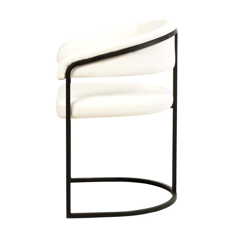 Aero Fabric Upholstered Dining Chair with Powder-Coated Iron Frame in White