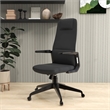 High-Back Office Chair in Leather Adjustable Height Swivel in Black