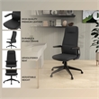 High-Back Office Chair in Leather Adjustable Height Swivel in Black