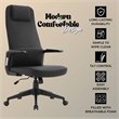 High-Back Office Chair in Leather Adjustable Height Swivel in Black