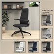 High-Back Office Chair in Leather Adjustable Height Swivel in Black