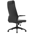 High-Back Office Chair in Leather Adjustable Height Swivel in Black