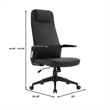 High-Back Office Chair in Leather Adjustable Height Swivel in Black