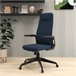 High-Back Office Chair in Leather Adjustable Height Swivel in Blue