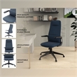 High-Back Office Chair in Leather Adjustable Height Swivel in Blue