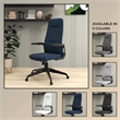 High-Back Office Chair in Leather Adjustable Height Swivel in Blue