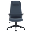 High-Back Office Chair in Leather Adjustable Height Swivel in Blue