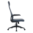 High-Back Office Chair in Leather Adjustable Height Swivel in Blue