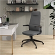 High-Back Office Chair in Leather Adjustable Height Swivel in Gray