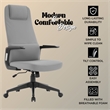 High-Back Office Chair in Leather Adjustable Height Swivel in Gray