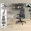 High-Back Office Chair in Leather Adjustable Height Swivel in Gray
