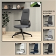 High-Back Office Chair in Leather Adjustable Height Swivel in Gray