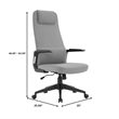High-Back Office Chair in Leather Adjustable Height Swivel in Gray