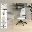 High-Back Office Chair in Leather Adjustable Height Swivel in White