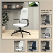 High-Back Office Chair in Leather Adjustable Height Swivel in White
