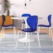 Transparent Plastic Dining Chair White Stainless Steel Base in Transparent Blue