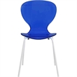 Transparent Plastic Dining Chair White Stainless Steel Base in Transparent Blue