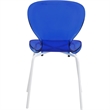 Transparent Plastic Dining Chair White Stainless Steel Base in Transparent Blue