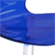 Transparent Plastic Dining Chair White Stainless Steel Base in Transparent Blue