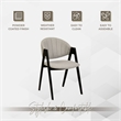 Dining Chair in Polyester with Curved Back and Iron Base in Gray