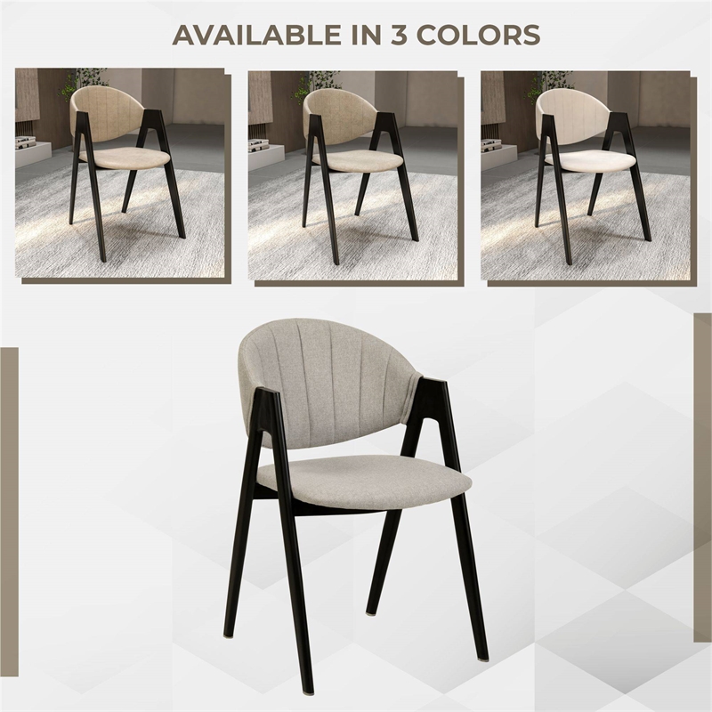 Dining Chair in Polyester with Curved Back and Iron Base in Gray