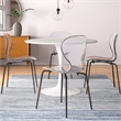 Transparent Plastic Side Chair with Black Metal Base in Clear