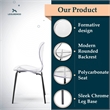 Transparent Plastic Side Chair with Black Metal Base in Clear