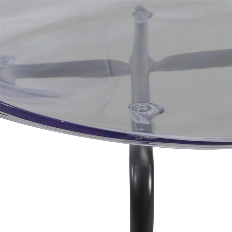 Transparent Plastic Side Chair with Black Metal Base in Black