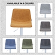 Adjustable Height Bar Stool in Leather with White Iron Base in Light Brown