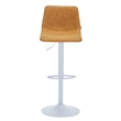 Adjustable Height Bar Stool in Leather with White Iron Base in Light Brown