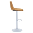 Adjustable Height Bar Stool in Leather with White Iron Base in Light Brown