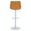 Adjustable Height Bar Stool in Leather with White Iron Base in Light Brown