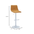 Adjustable Height Bar Stool in Leather with White Iron Base in Light Brown
