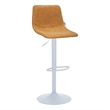 Adjustable Height Bar Stool in Leather with White Iron Base in Light Brown